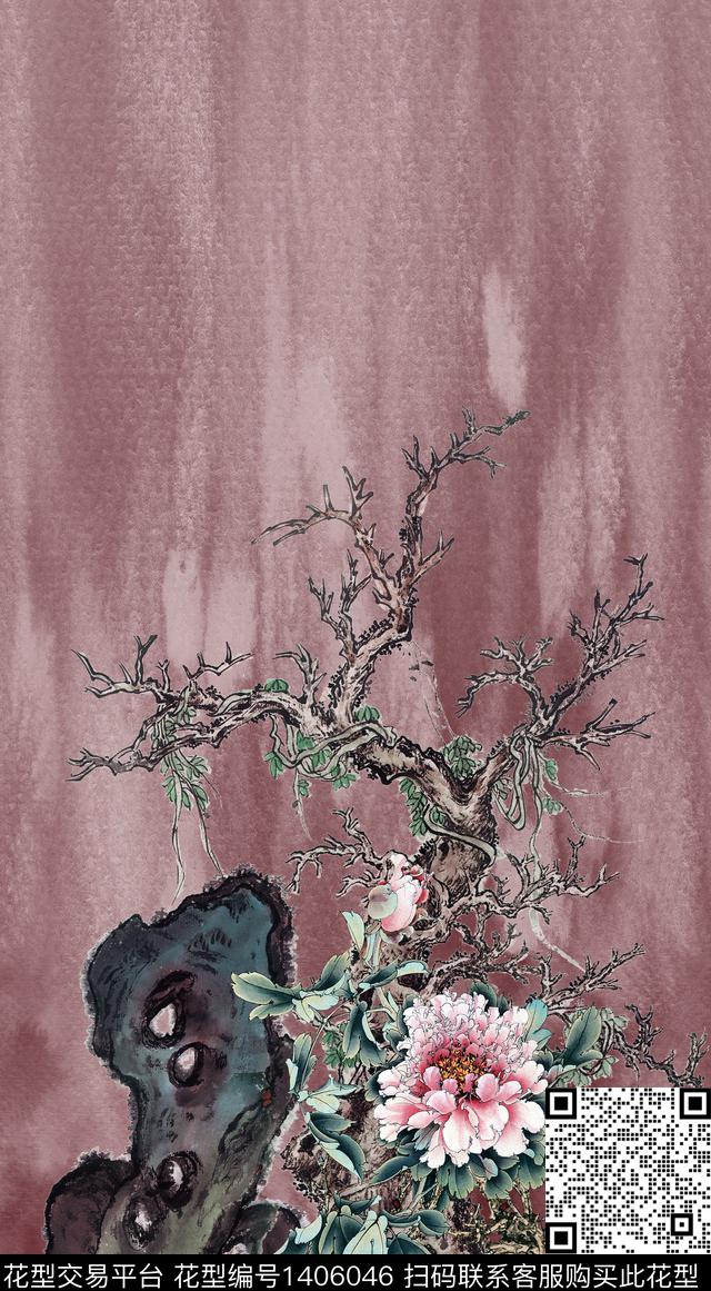 定位花花卉大牌风数码印花华亿平台下载（图片编号: 1406046） - 瓦栏（Walan）