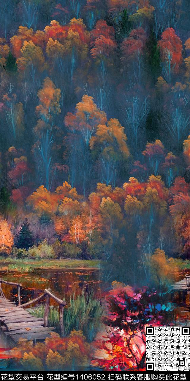 肌理花卉抽象数码印花华亿平台下载（图片编号: 1406052） - 瓦栏（Walan）