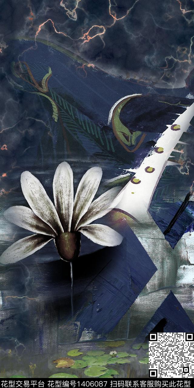 肌理花卉抽象数码印花华亿平台下载（图片编号: 1406087） - 瓦栏（Walan）