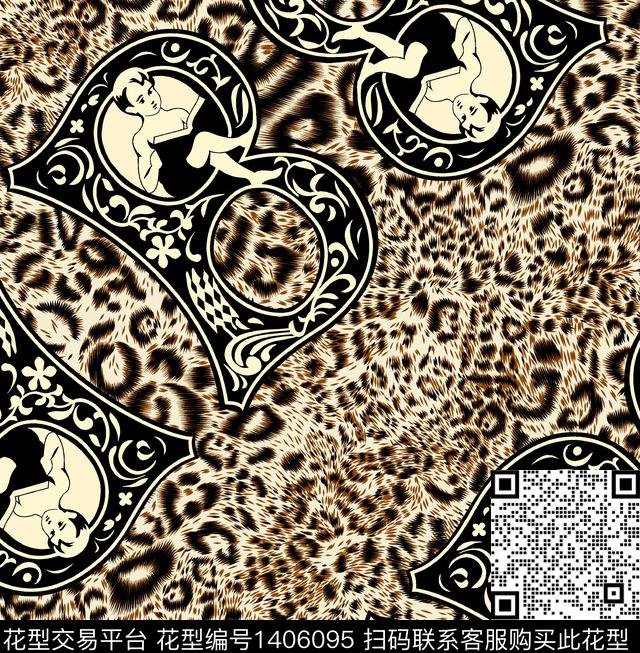 字母豹纹男装数码印花华亿平台下载（图片编号: 1406095） - 瓦栏（Walan）