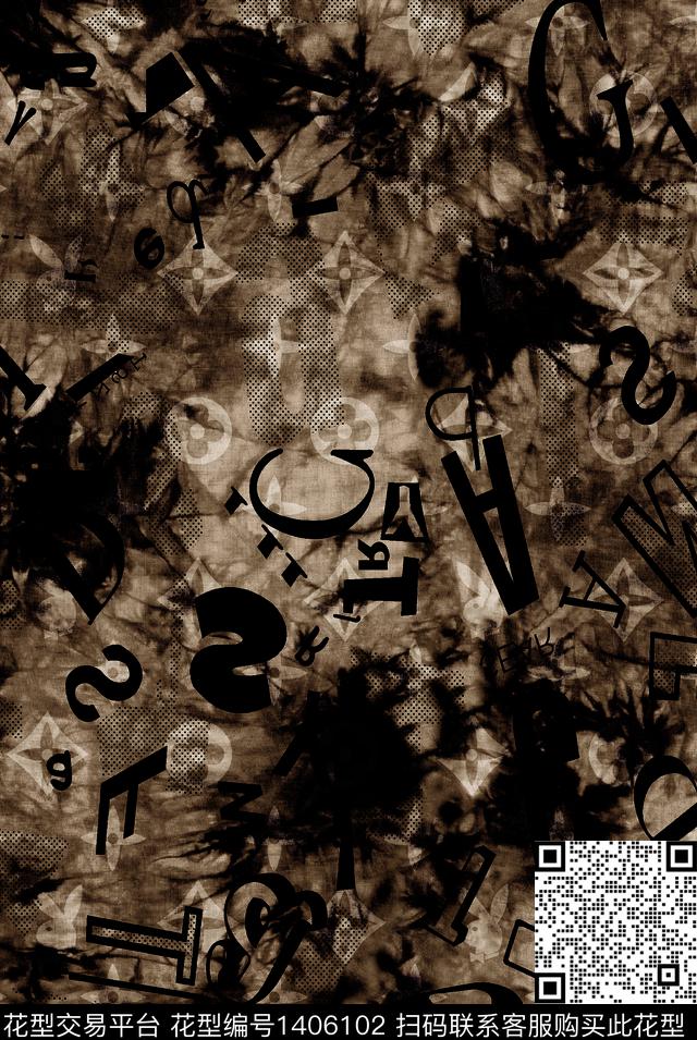 字母肌理动物数码印花华亿平台下载（图片编号: 1406102） - 瓦栏（Walan）