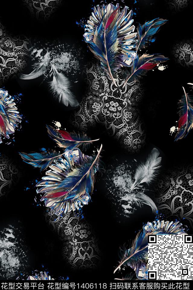 几何花卉大牌风数码印花华亿平台下载（图片编号: 1406118） - 瓦栏（Walan）