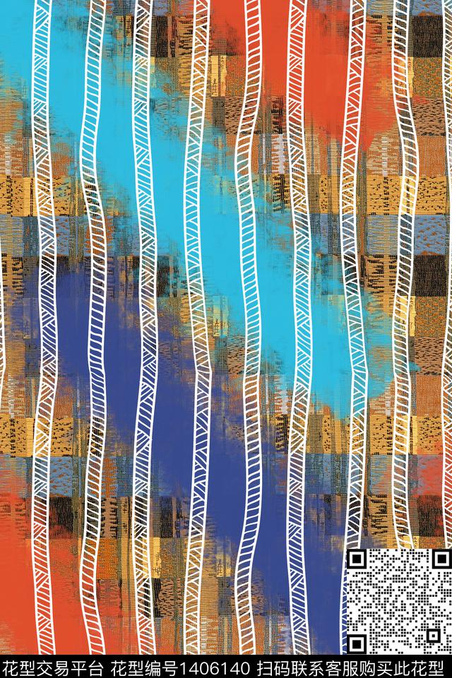 几何大牌风条纹数码印花华亿平台下载（图片编号: 1406140） - 瓦栏（Walan）