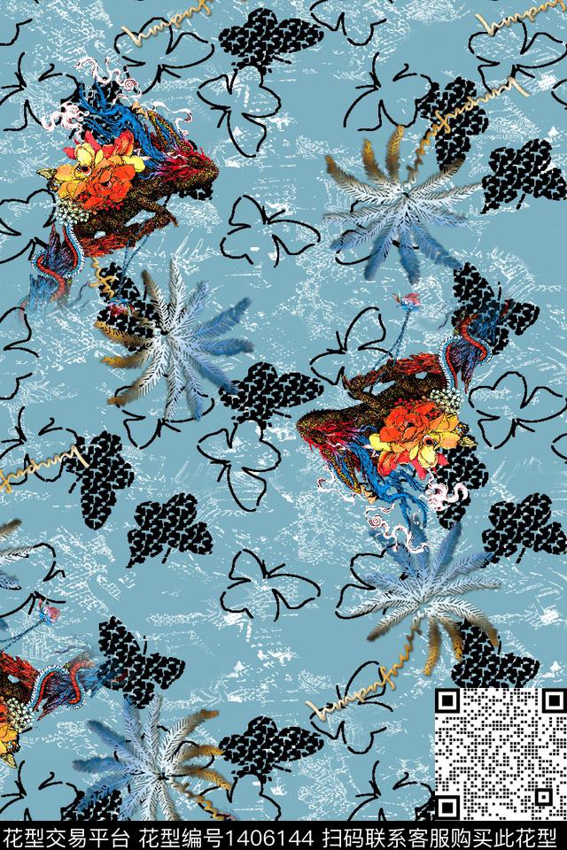 几何动物纹花卉数码印花华亿平台下载（图片编号: 1406144） - 瓦栏（Walan）