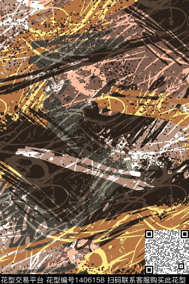 线条几何肌理数码印花华亿平台下载（图片编号: 1406158） - 瓦栏（Walan）