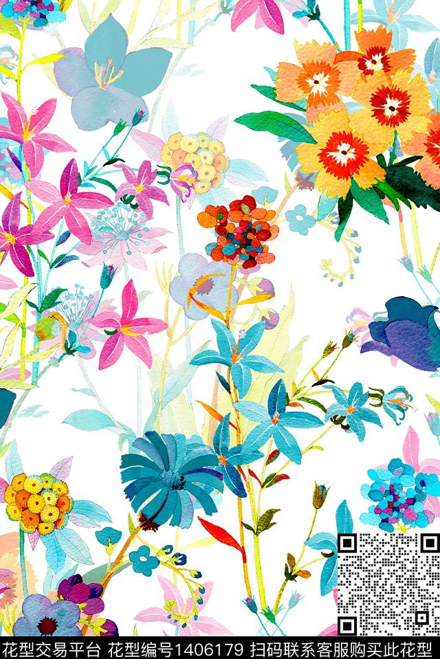 花卉大牌风小碎花数码印花华亿平台下载（图片编号: 1406179） - 瓦栏（Walan）