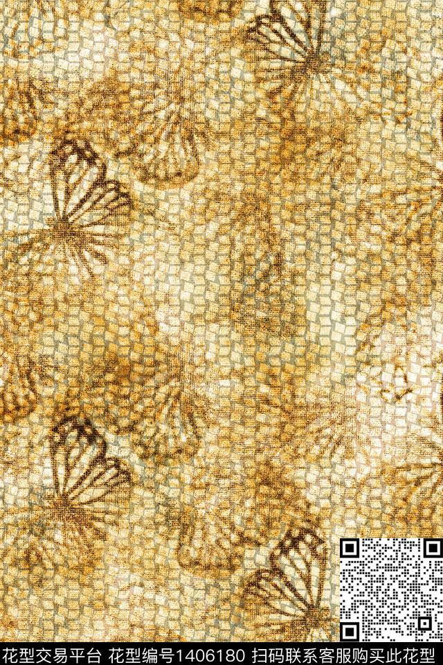 大牌风休闲蝴蝶数码印花华亿平台下载（图片编号: 1406180） - 瓦栏（Walan）