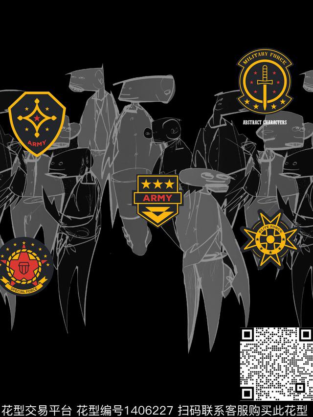 肌理文字卡通角色小徽章数码印花华亿平台下载（图片编号: 1406227） - 瓦栏（Walan）