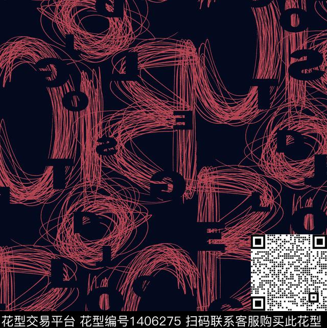 线条字母新品传统印花华亿平台下载（图片编号: 1406275） - 瓦栏（Walan）