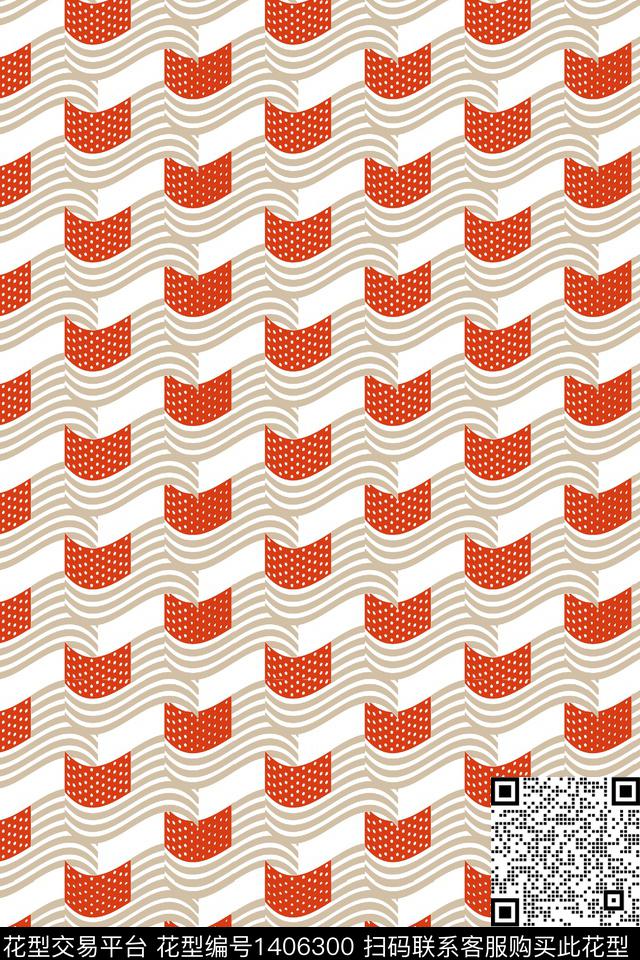 波浪纹年轻女性条纹传统印花华亿平台下载（图片编号: 1406300） - 瓦栏（Walan）