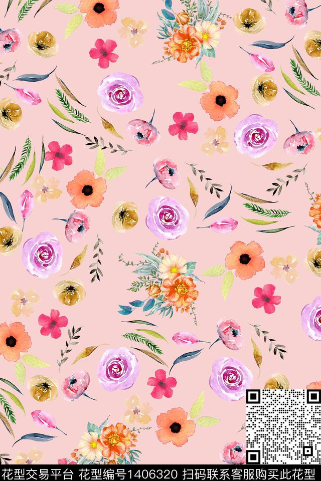 花卉小碎花清爽底花卉数码印花华亿平台下载（图片编号: 1406320） - 瓦栏（Walan）