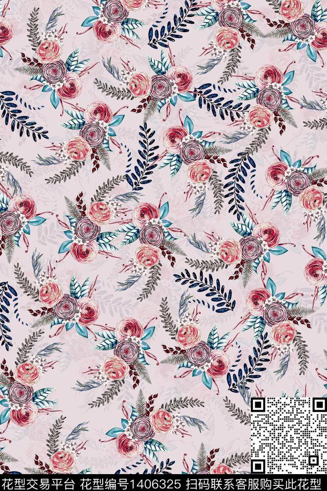 花卉小碎花清爽底花卉数码印花华亿平台下载（图片编号: 1406325） - 瓦栏（Walan）