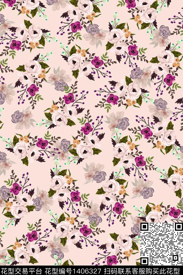 花卉小碎花清爽底花卉数码印花华亿平台下载（图片编号: 1406327） - 瓦栏（Walan）
