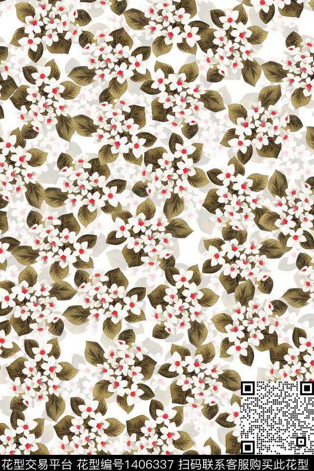 花卉小碎花清爽底花卉数码印花华亿平台下载（图片编号: 1406337） - 瓦栏（Walan）