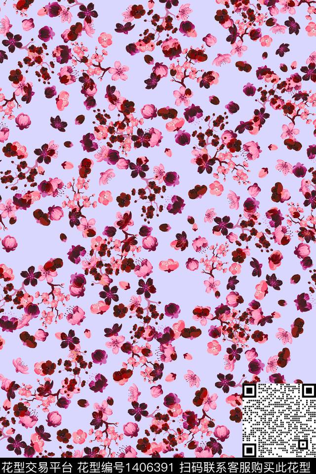 数码华亿平台日韩清爽底花卉数码印花华亿平台下载（图片编号: 1406391） - 瓦栏（Walan）
