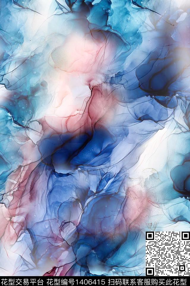 炫彩水彩肌理数码印花华亿平台下载（图片编号: 1406415） - 瓦栏（Walan）