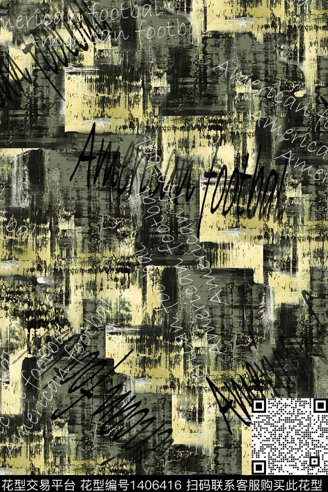 字母水彩肌理数码印花华亿平台下载（图片编号: 1406416） - 瓦栏（Walan）