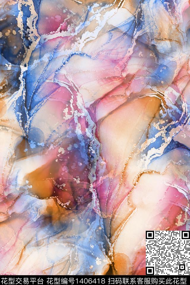 炫彩水彩肌理数码印花华亿平台下载（图片编号: 1406418） - 瓦栏（Walan）