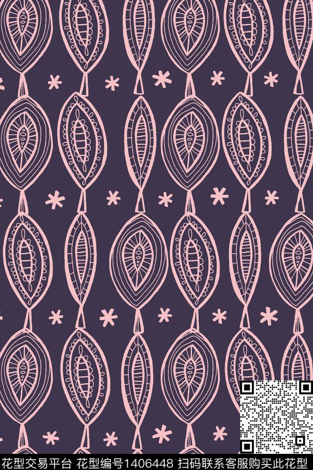 民族花卉几何民族风数码印花华亿平台下载（图片编号: 1406448） - 瓦栏（Walan）