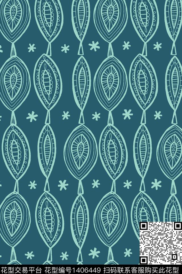 民族花卉几何民族风数码印花华亿平台下载（图片编号: 1406449） - 瓦栏（Walan）