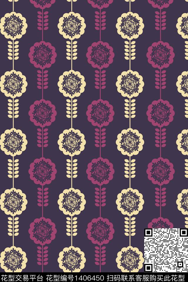 民族花卉几何民族风数码印花华亿平台下载（图片编号: 1406450） - 瓦栏（Walan）