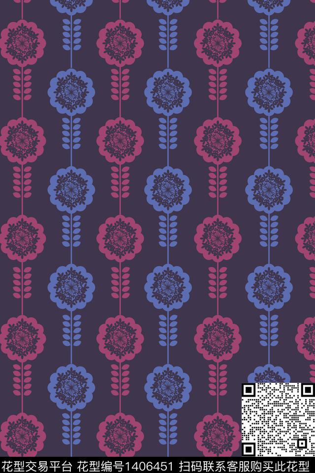 民族花卉几何民族风数码印花华亿平台下载（图片编号: 1406451） - 瓦栏（Walan）