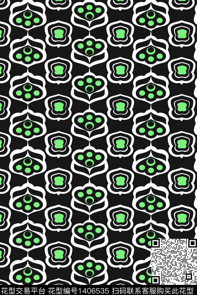 绿色格子几何传统印花华亿平台下载（图片编号: 1406535） - 瓦栏（Walan）