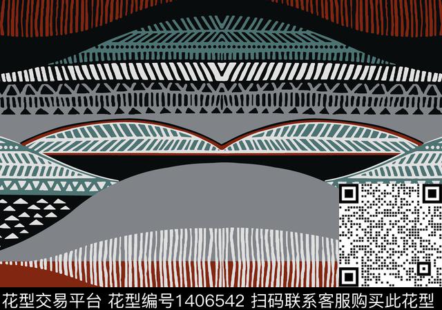 线条几何简约传统印花华亿平台下载（图片编号: 1406542） - 瓦栏（Walan）