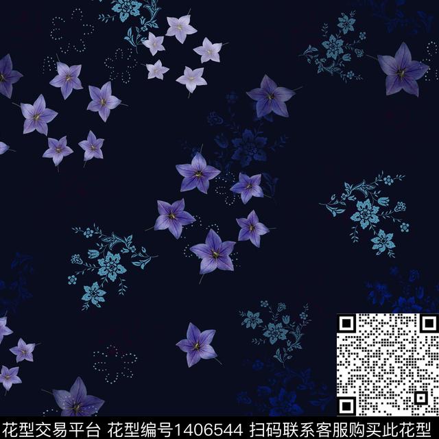 花卉大牌风小碎花数码印花华亿平台下载（图片编号: 1406544） - 瓦栏（Walan）