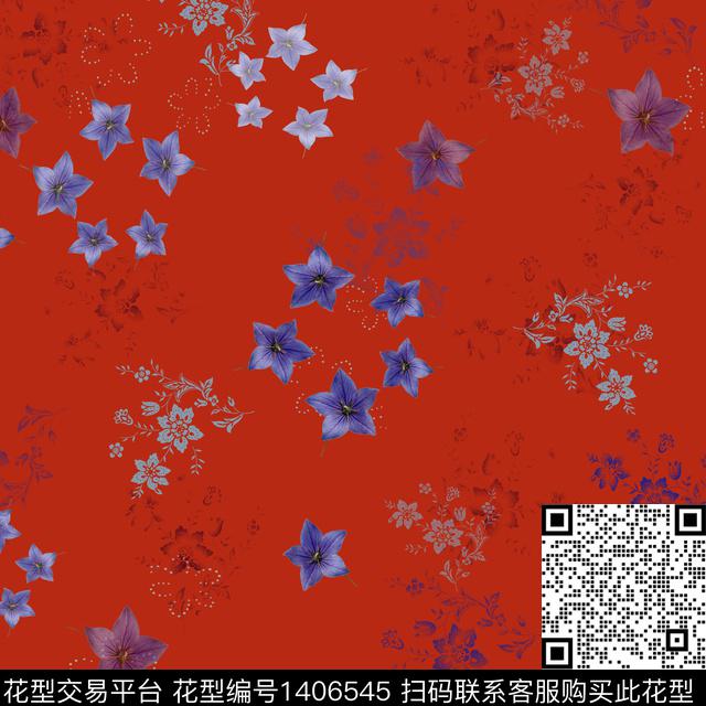 花卉大牌风小碎花数码印花华亿平台下载（图片编号: 1406545） - 瓦栏（Walan）