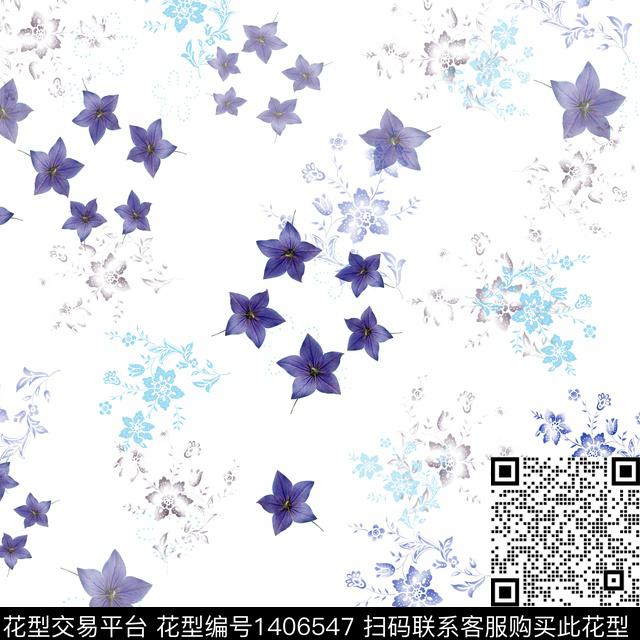 花卉大牌风小碎花数码印花华亿平台下载（图片编号: 1406547） - 瓦栏（Walan）