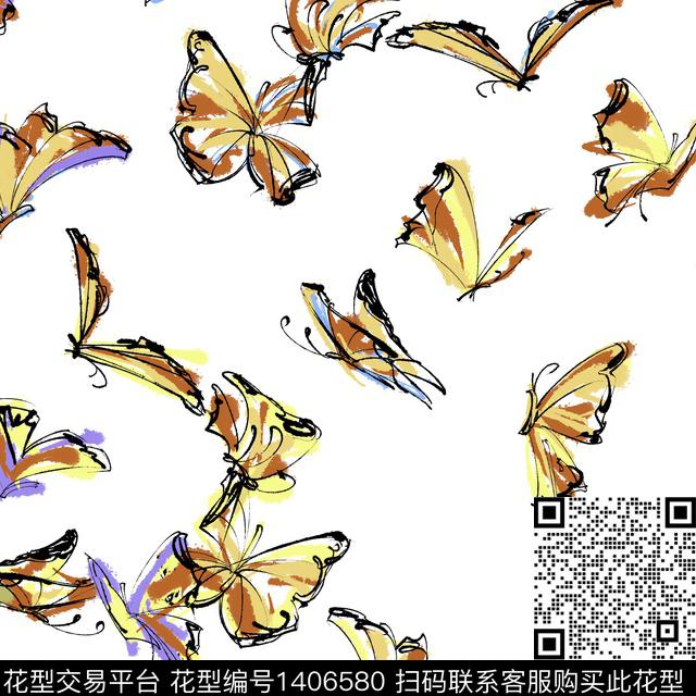 涂鸦炫彩线条数码印花华亿平台下载（图片编号: 1406580） - 瓦栏（Walan）