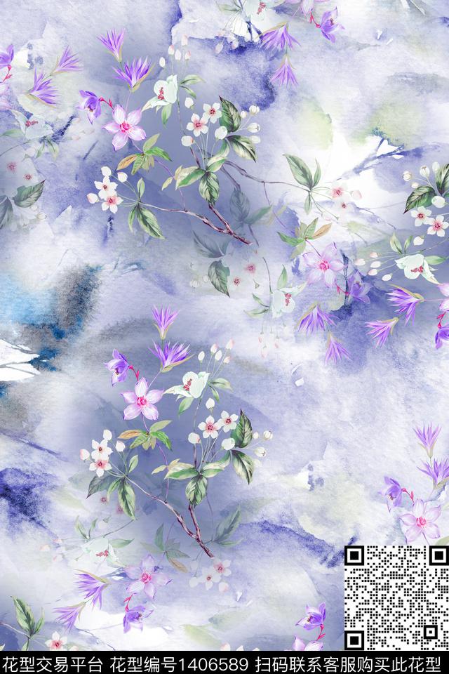 花卉大牌风小清新数码印花华亿平台下载（图片编号: 1406589） - 瓦栏（Walan）