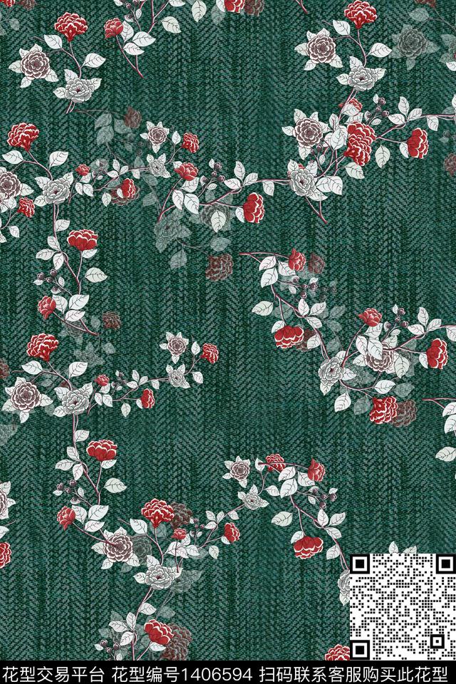 时尚花卉雕印华亿平台数码印花华亿平台下载（图片编号: 1406594） - 瓦栏（Walan）