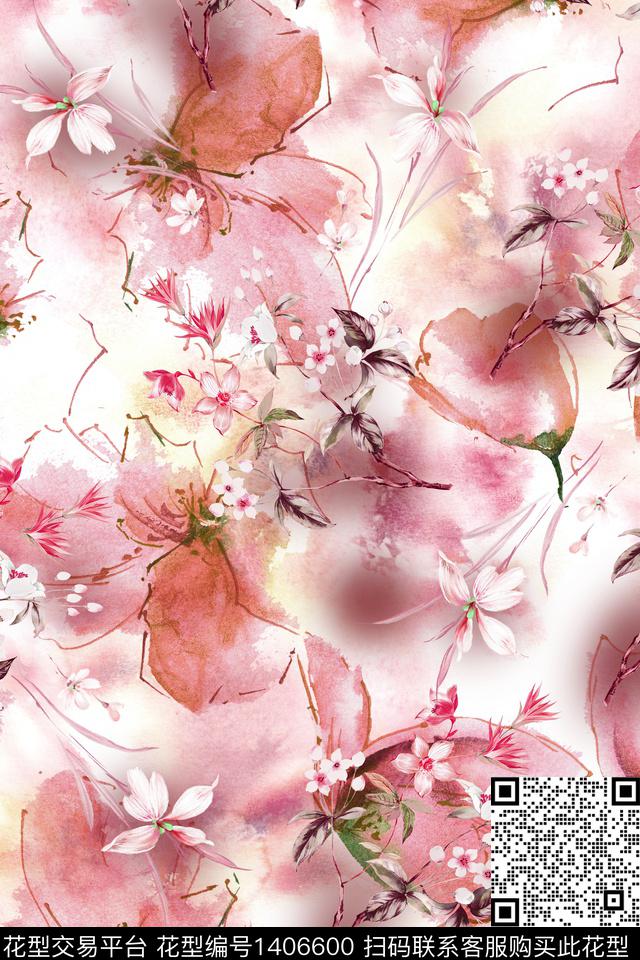 抽象花卉花卉大牌风数码印花华亿平台下载（图片编号: 1406600） - 瓦栏（Walan）