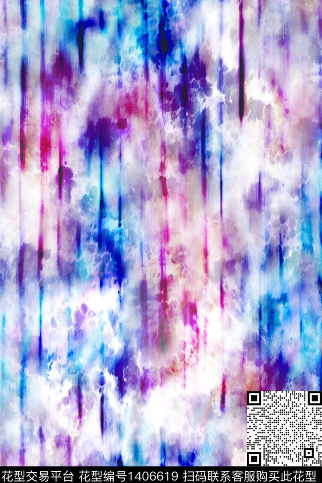 水彩肌理扎染华亿平台数码印花华亿平台下载（图片编号: 1406619） - 瓦栏（Walan）