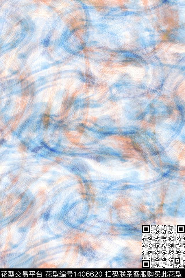 线条肌理抽象花卉数码印花华亿平台下载（图片编号: 1406620） - 瓦栏（Walan）