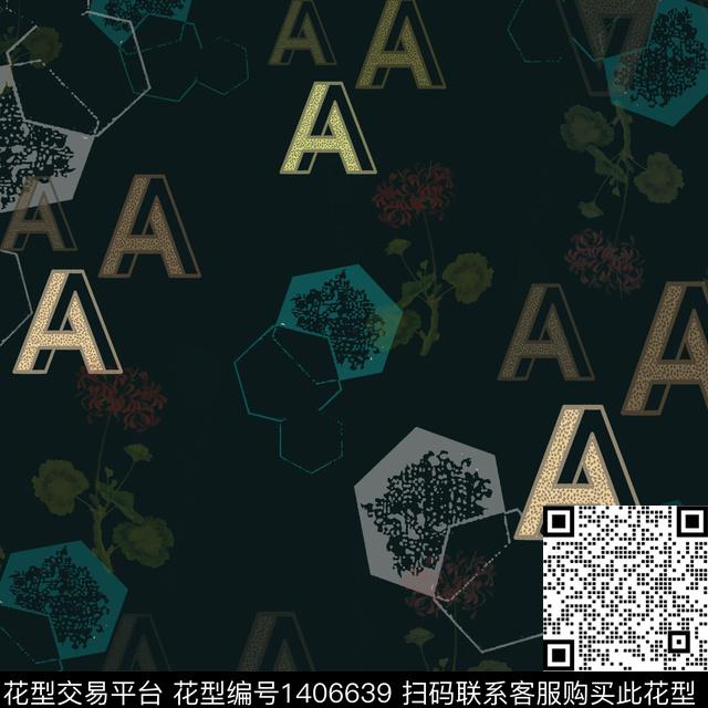 字母大牌风几何传统印花华亿平台下载（图片编号: 1406639） - 瓦栏（Walan）