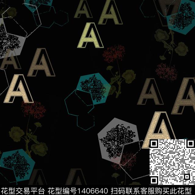 字母大牌风几何传统印花华亿平台下载（图片编号: 1406640） - 瓦栏（Walan）