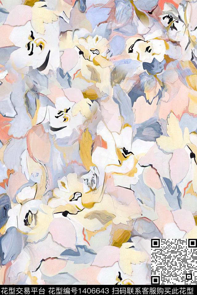 肌理小清新抽象数码印花华亿平台下载（图片编号: 1406643） - 瓦栏（Walan）