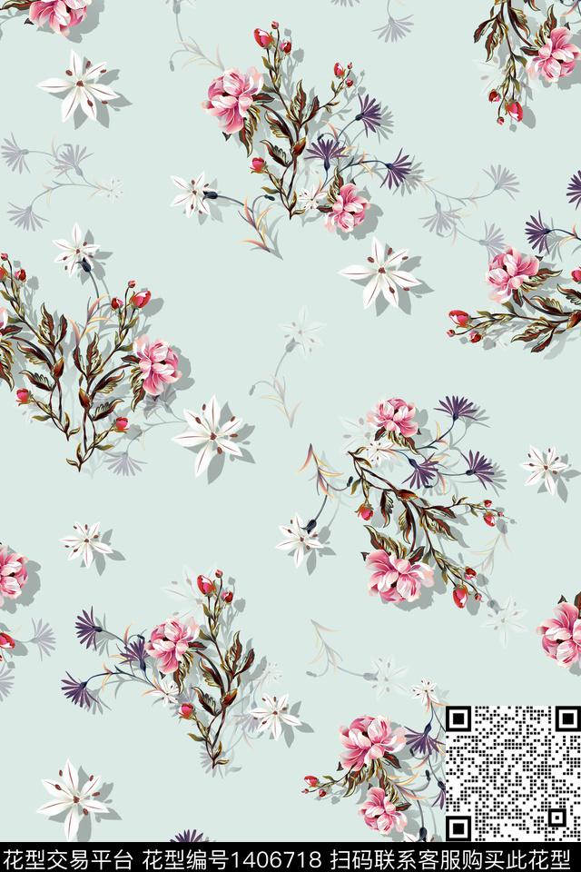 女装花卉小碎花数码印花华亿平台下载（图片编号: 1406718） - 瓦栏（Walan）