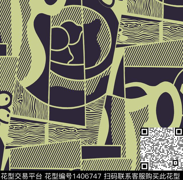 线条斑马纹几何传统印花华亿平台下载（图片编号: 1406747） - 瓦栏（Walan）