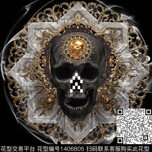 定位花字母大牌风传统印花华亿平台下载（图片编号: 1406805） - 瓦栏（Walan）