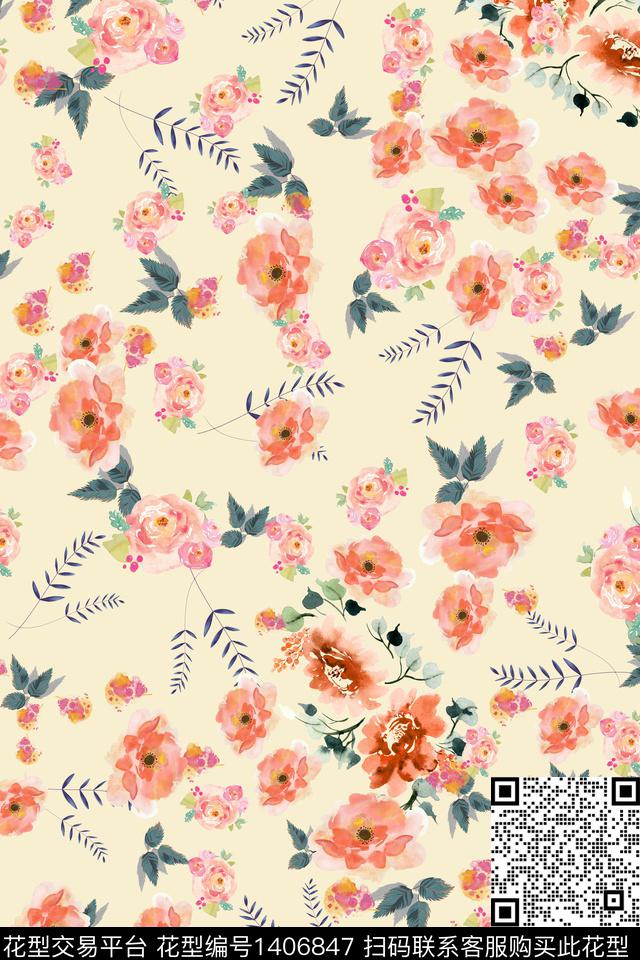 连衣裙小清新小碎花传统印花华亿平台下载（图片编号: 1406847） - 瓦栏（Walan）