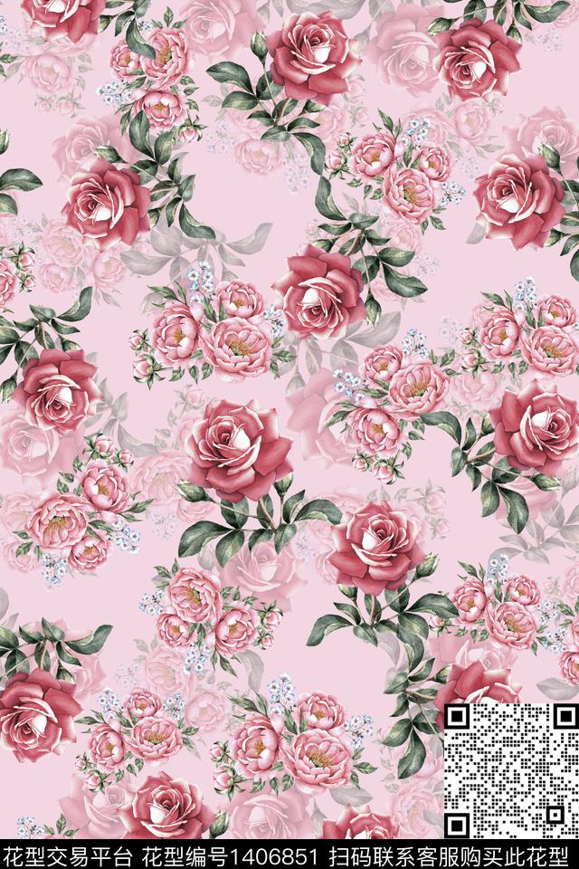 连衣裙小清新小碎花传统印花华亿平台下载（图片编号: 1406851） - 瓦栏（Walan）