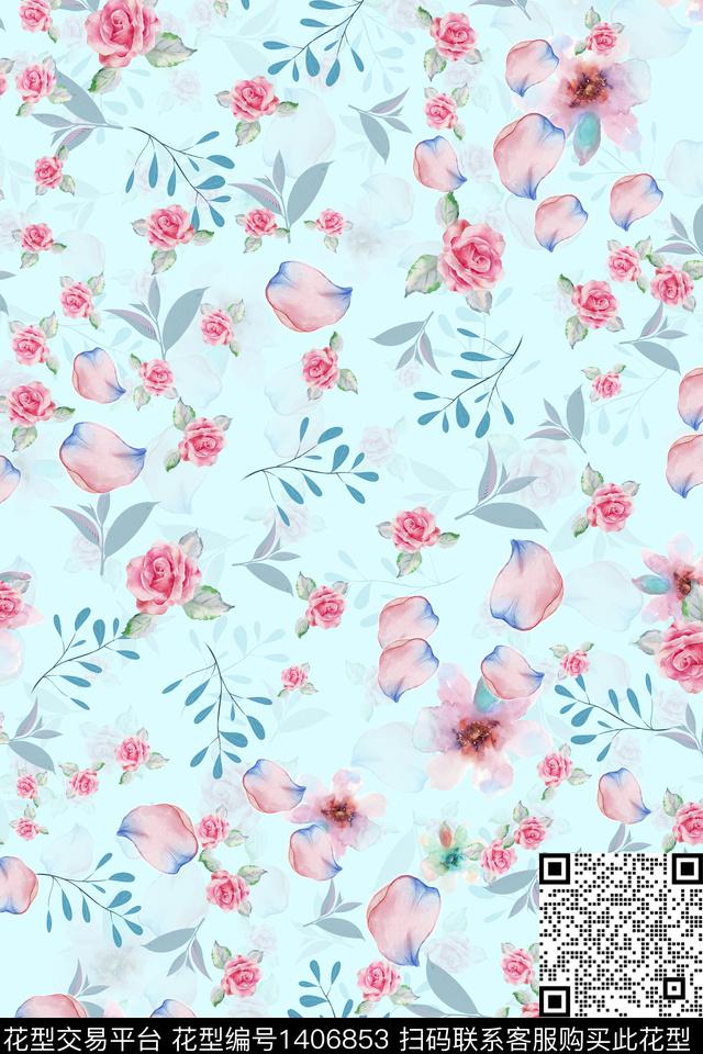 连衣裙小清新小碎花传统印花华亿平台下载（图片编号: 1406853） - 瓦栏（Walan）