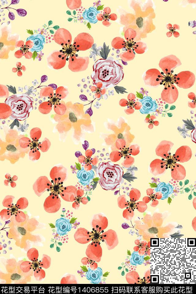 连衣裙小清新小碎花传统印花华亿平台下载（图片编号: 1406855） - 瓦栏（Walan）