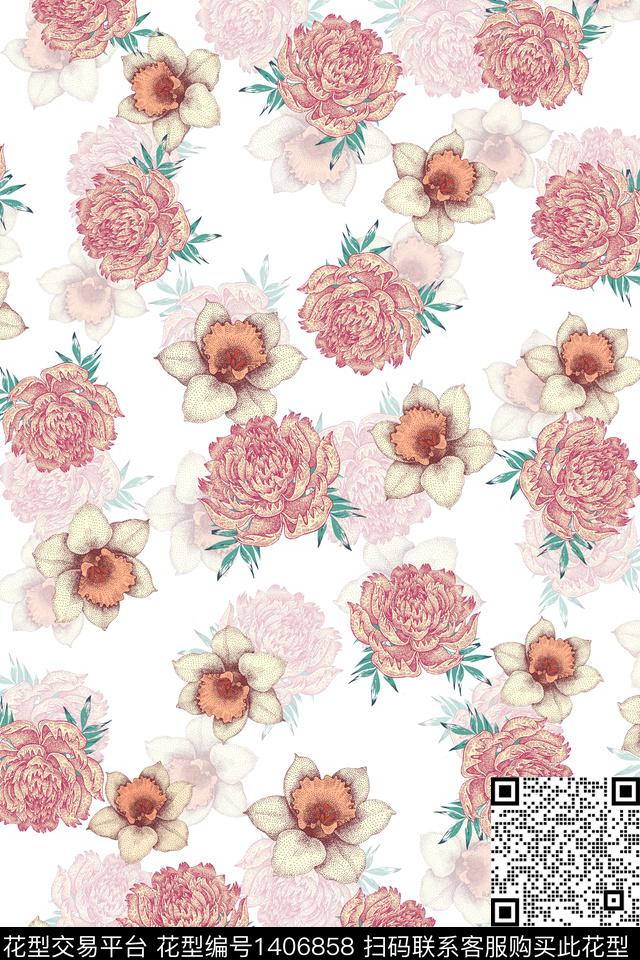 连衣裙小清新小碎花传统印花华亿平台下载（图片编号: 1406858） - 瓦栏（Walan）