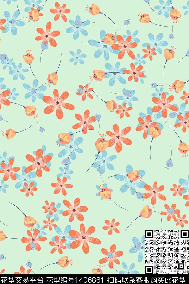 连衣裙小清新小碎花传统印花华亿平台下载（图片编号: 1406861） - 瓦栏（Walan）