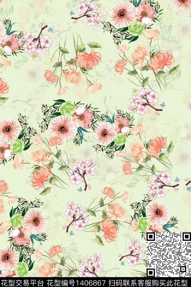 连衣裙小清新小碎花传统印花华亿平台下载（图片编号: 1406867） - 瓦栏（Walan）